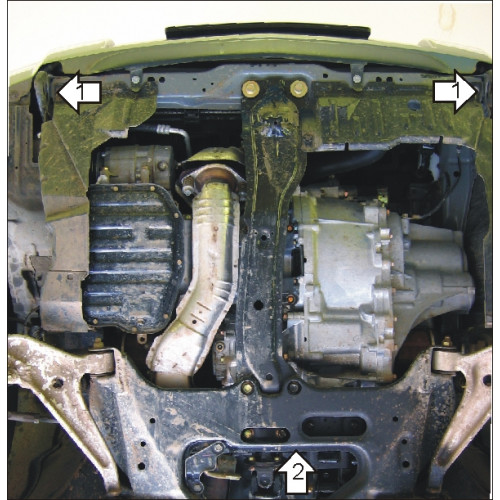 Защита Картера двигателя, КПП MOTODOR для Nissan X-Trail 2001-2007 (T30), Сталь 2 мм - Арт. 1402