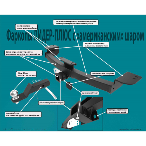 Фаркоп Лидер Плюс на MERCEDES GL 2006-2012 Арт. M205-Е (W164)